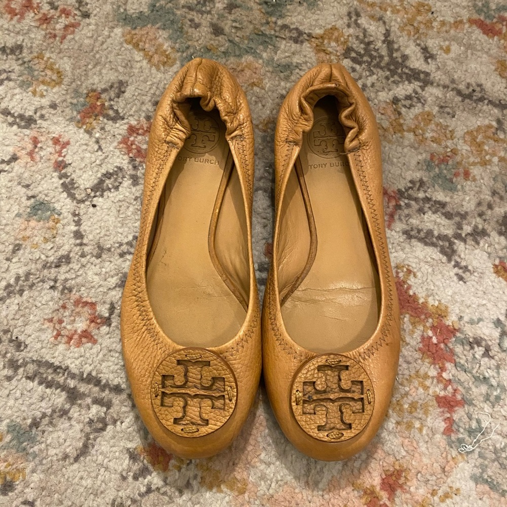 Tory Burch Tan Leather Ballet Flats